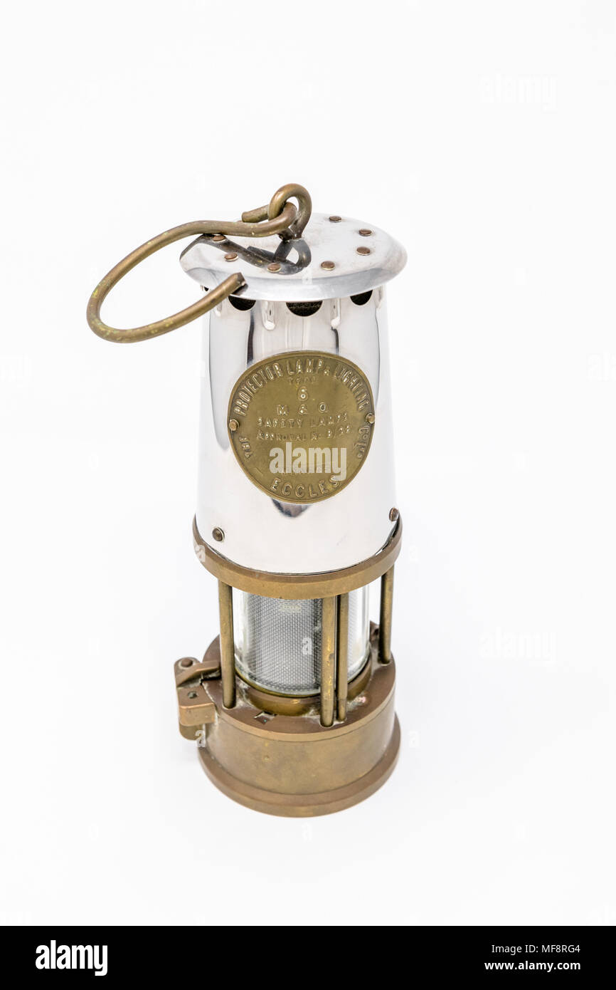 The Davy lamp is a safety lamp for use in flammable atmospheres. Stock Photo