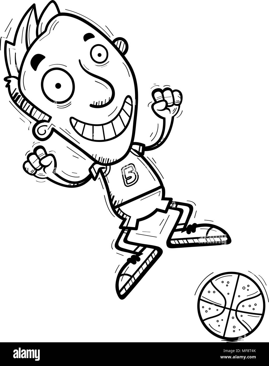 A cartoon illustration of a man basketball player jumping Stock Vector