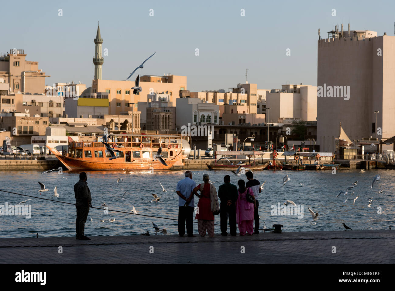 Dubai Creek  is a saltwater creek located in Dubai, United Arab Emirates (UAE).  Dhows used for purposes of fishing were also built on the foreshore o Stock Photo