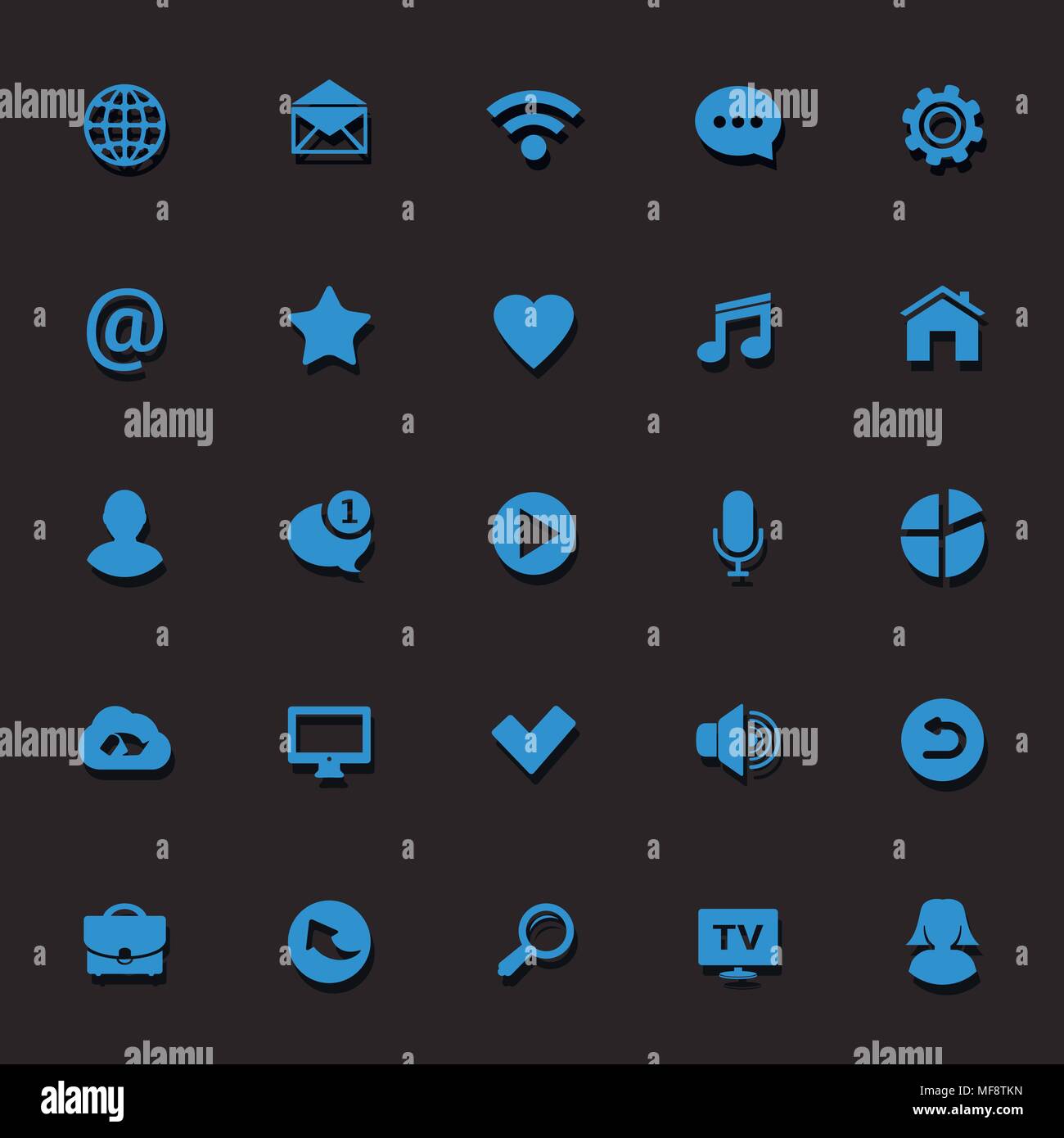 Communication blue icons set. Vector illustration Stock Vector