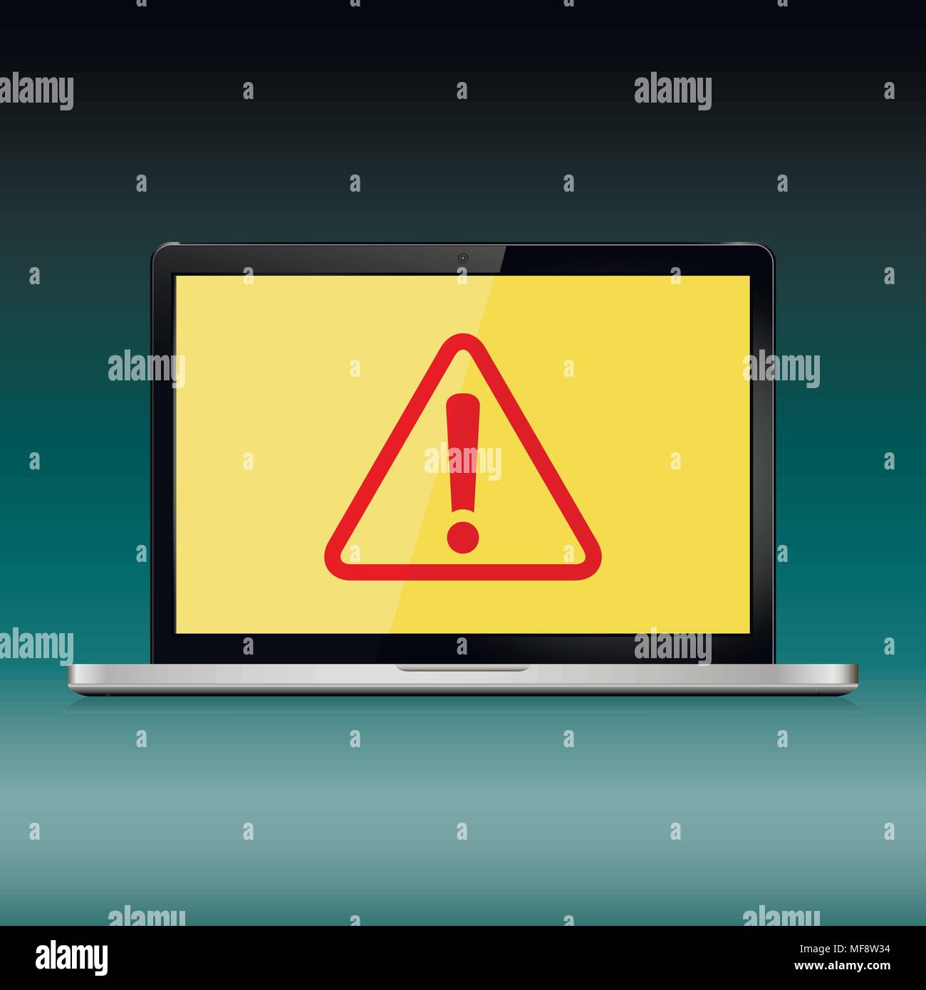 Security concept. Laptop with exclamation mark on the display. Vector ...