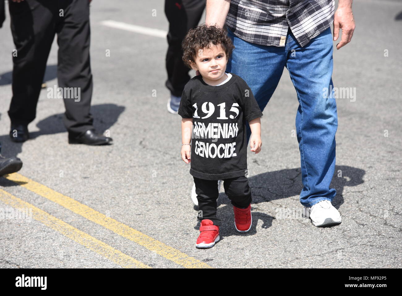 Los Angeles, USA. LOS ANGELES - APRIL 24: Young kid participant during the Armenian Community March on 130th Anniversary of Armenian Genocide. April 24, 2018 in Los Angeles Credit: Hayk Shalunts/Alamy Live News Stock Photo