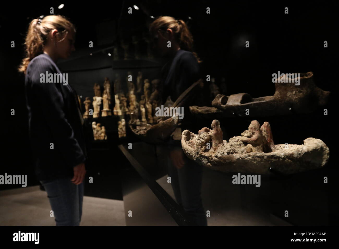 April 24, 2018 - April 24, 2018 A collection ''with the greatest archaeological legacy'' of the Phoenician civilization is inaugurated in Malaga. The Ifergan Collection of archeology has inaugurated a new cultural space in the city of Malaga, which houses, among other ''extraordinary pieces'', the greater archaeological legacy of the Phoenician civilization. The Sala Malaka is a space of the unique Phoenician culture, which houses more than 100 votive figures. Specifically, these are sculptures that represent people who really existed more than 2,500 years ago, from a wreck (sunken ship) Phoen Stock Photo