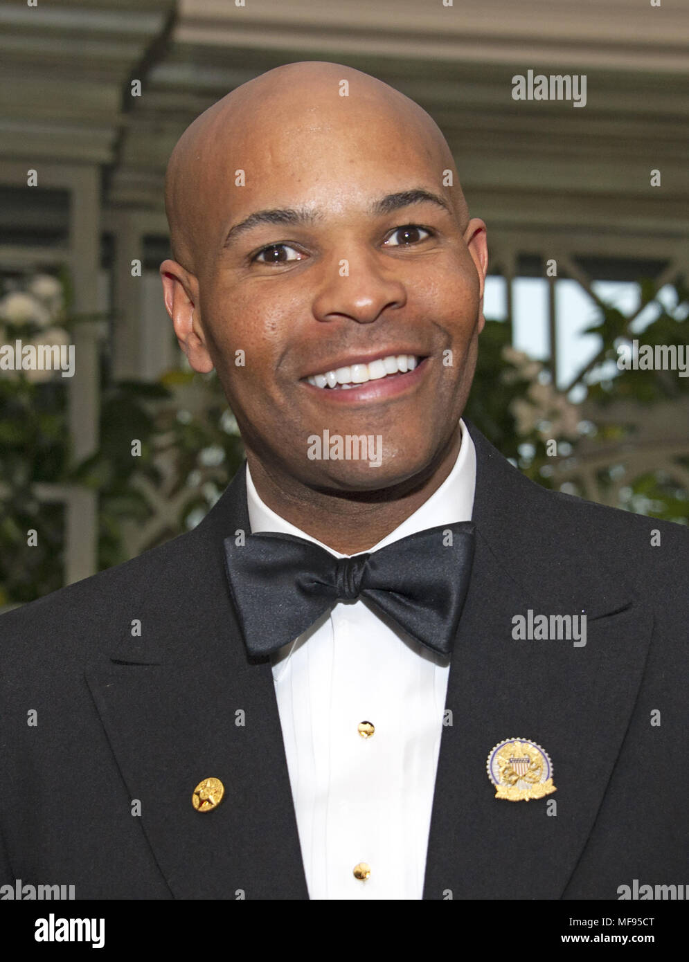 Washington, District of Columbia, USA. 24th Apr, 2018. United States Surgeon General Jerome Adams arrives for the State Dinner honoring Dinner honoring President Emmanuel Macron of the French Republic and Mrs. Brigitte Macron at the White House in Washington, DC on Tuesday, April 24, 2018.Credit: Ron Sachs/CNP Credit: Ron Sachs/CNP/ZUMA Wire/Alamy Live News Stock Photo