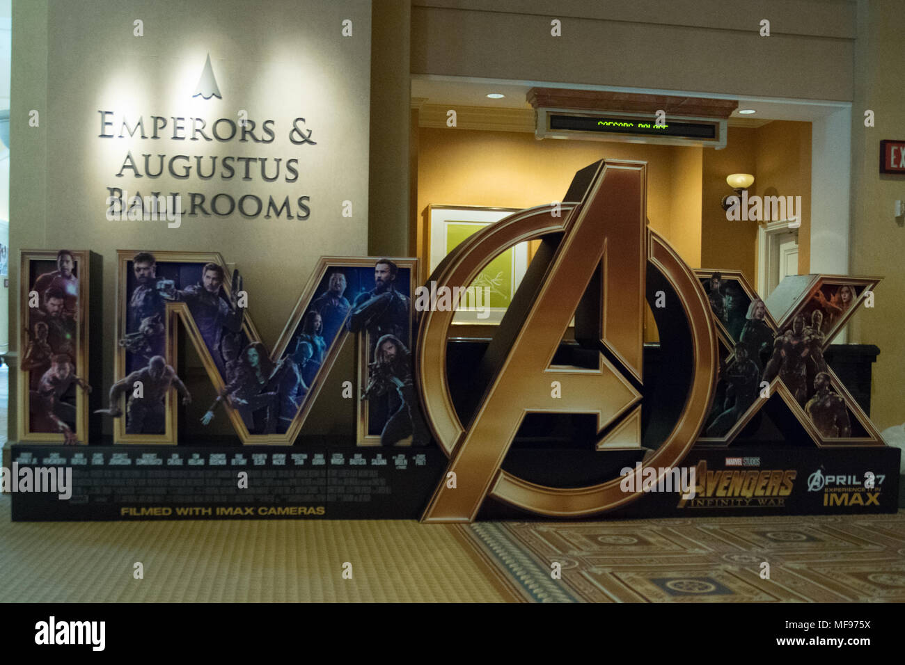 Las Vegas, USA. 23rd Apr, 2018. Avengers in IMAX due out April 27th, as seen at CinemaCon inside Caesars Palace in Las Vegas, NV. Credit: The Photo Access/Alamy Live News Stock Photo