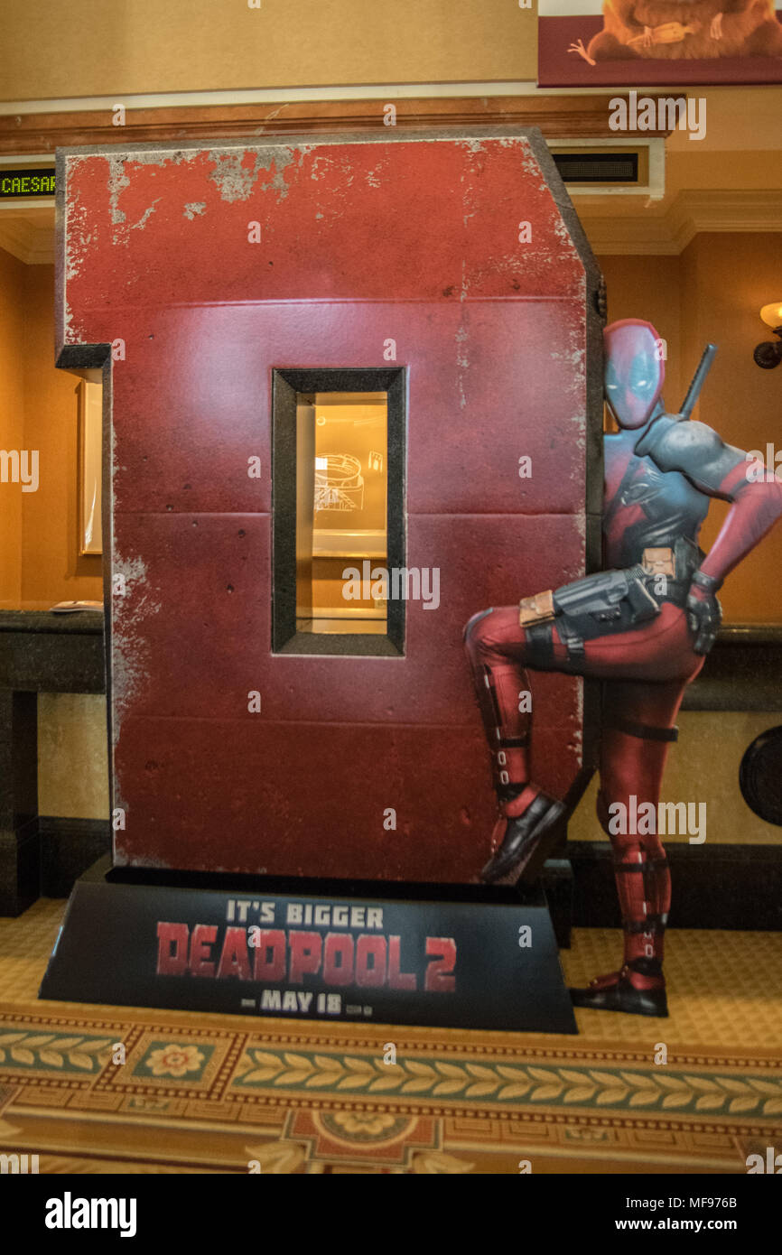 Las Vegas, USA. 23rd Apr, 2018. Deadpool 2 due out May 18th, as seen at CinemaCon inside Caesars Palace in Las Vegas, NV. Credit: The Photo Access/Alamy Live News Stock Photo