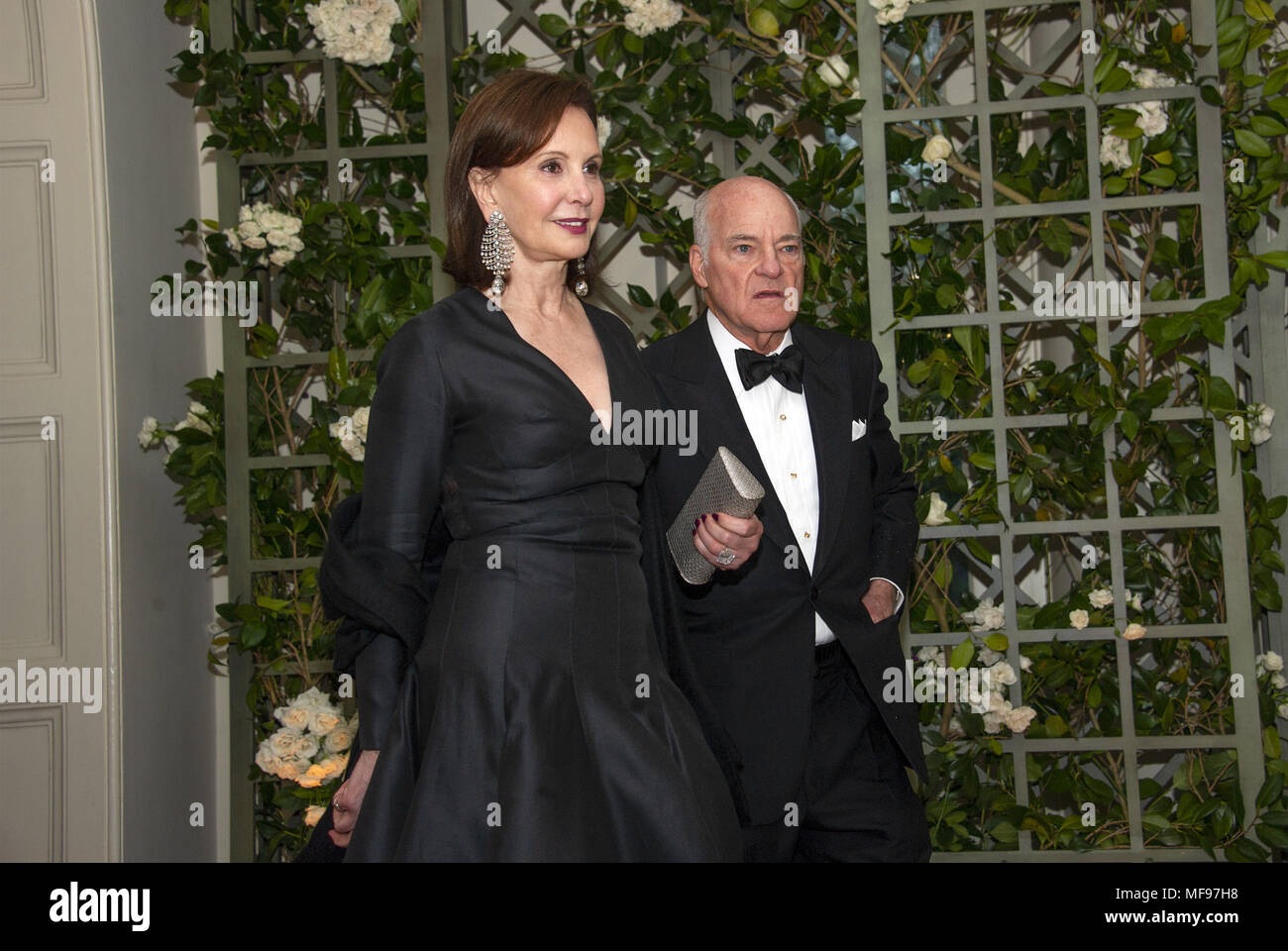 Washington, District of Columbia, USA. 24th Apr, 2018. Henry Kravis and Mrs. Marie-Josée Kravis arrive for the State Dinner honoring Dinner honoring President Emmanuel Macron of the French Republic and Mrs. Brigitte Macron at the White House in Washington, DC on Tuesday, April 24, 2018.Credit: Ron Sachs/CNP Credit: Ron Sachs/CNP/ZUMA Wire/Alamy Live News Stock Photo