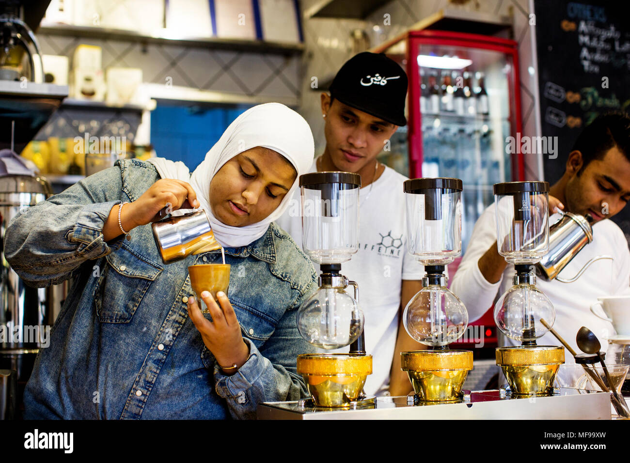 Coffee making in the heart of Kuwait City Stock Photo