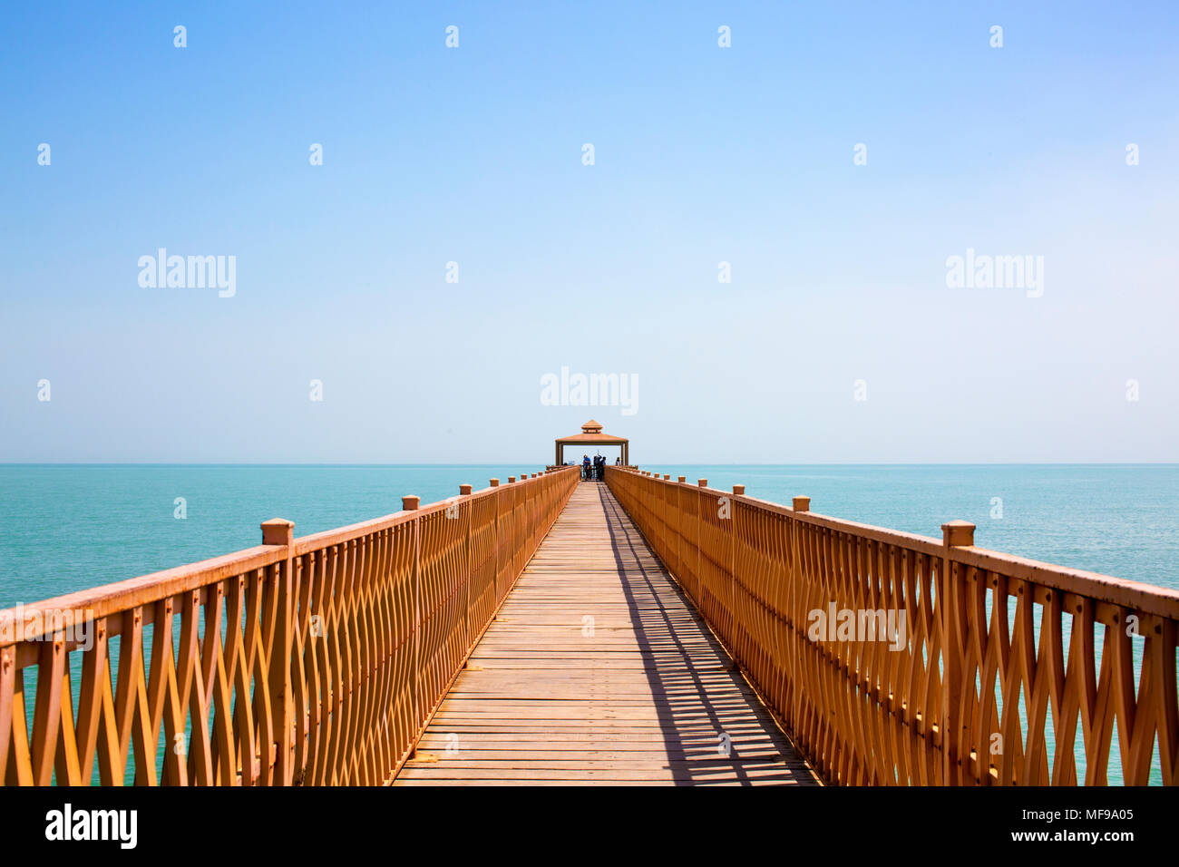 Pier out to sea in Kuwait, on the Persian Gulf Stock Photo