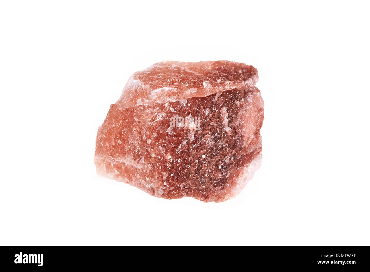 Halite crystal mineral stone salt, isolated on white background, macro Stock Photo