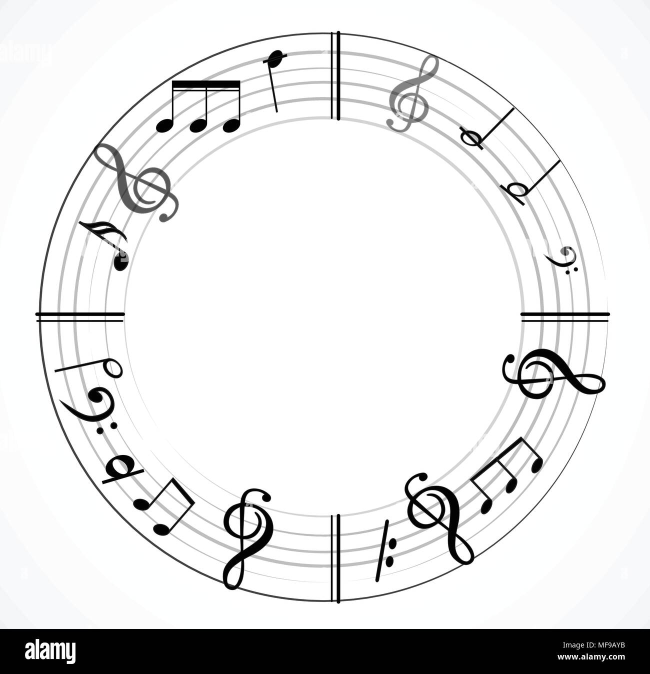Music note background with different music symbols Stock Vector