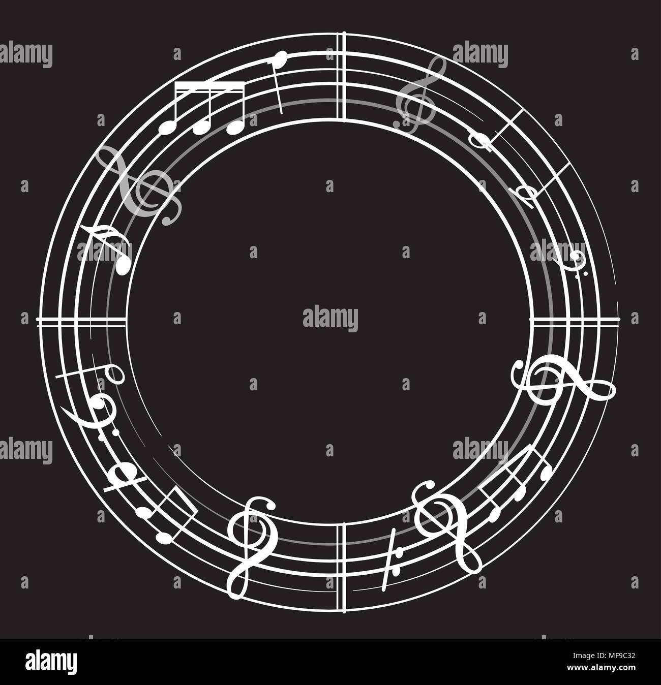 Music note background with different music symbols Stock Vector