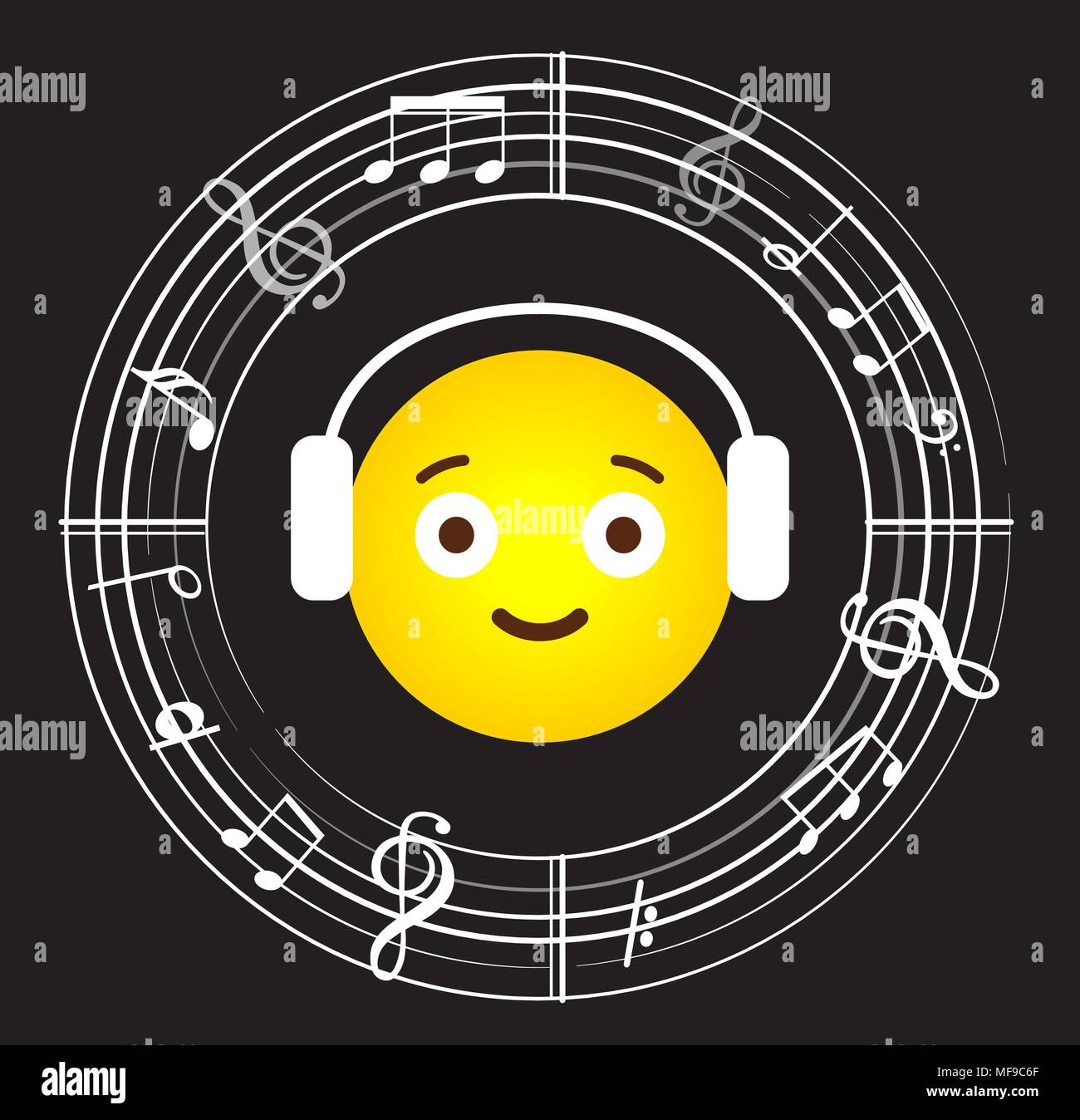 Music note background with different music symbols Stock Vector