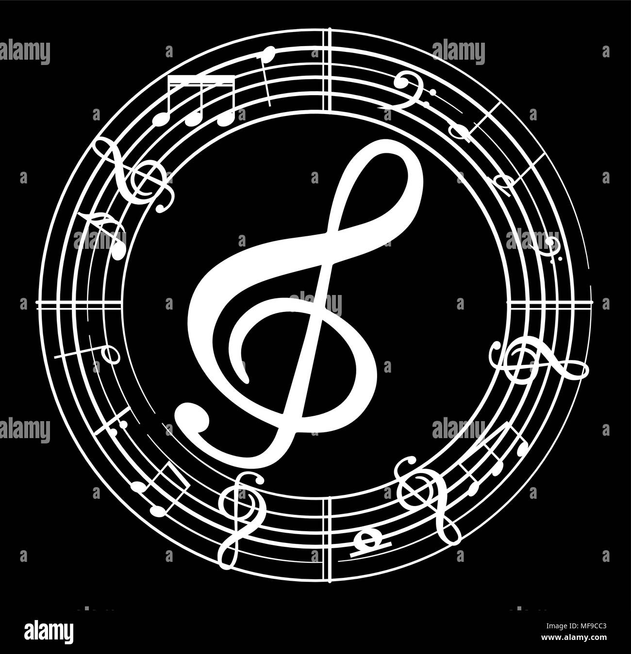 Music note background with different music symbols Stock Vector