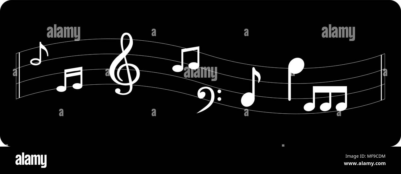 Music note background with different music symbols Stock Vector