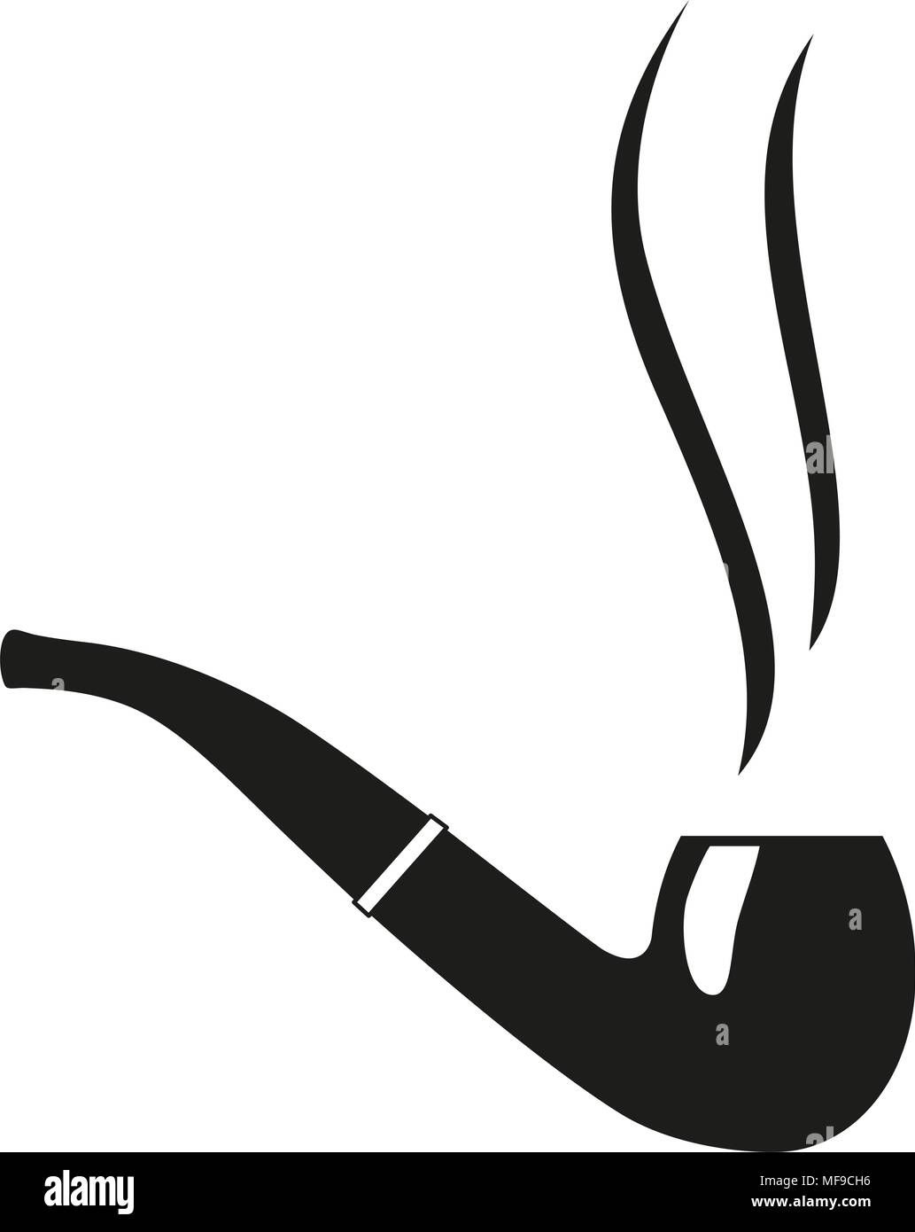 Black and white smoking tobacco pipe silhouette Stock Vector