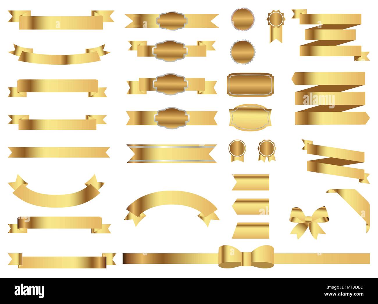 Gold banner collection with creative arts Stock Vector