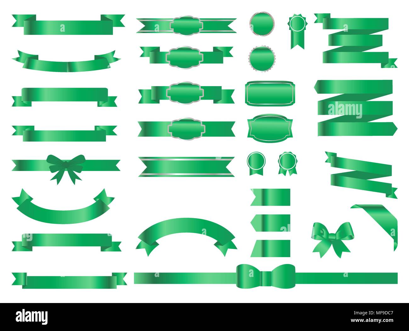 Green banner collection with creative arts Stock Vector