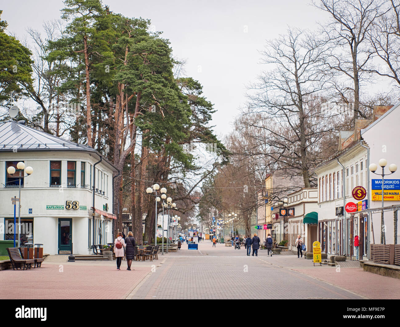 JURMALA, LATVIA-APRIL 18, 2018: People stroll along the Jomas iela (Jomas  Street) in cloudy spring day. This street is the main street of the City  Stock Photo - Alamy
