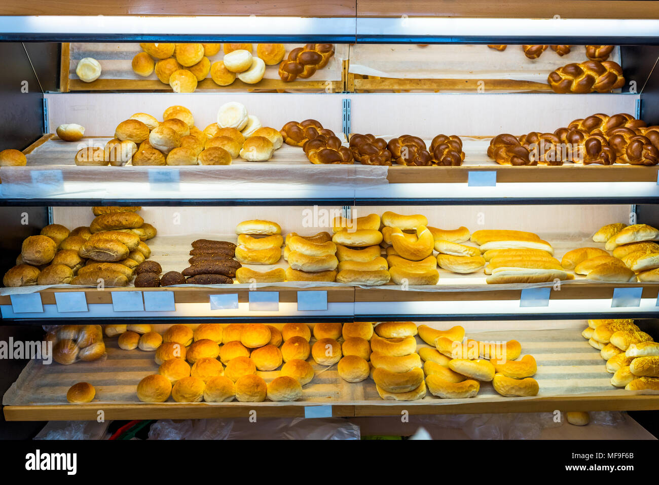 shelves with bread in the bakery Stock Photo Alamy