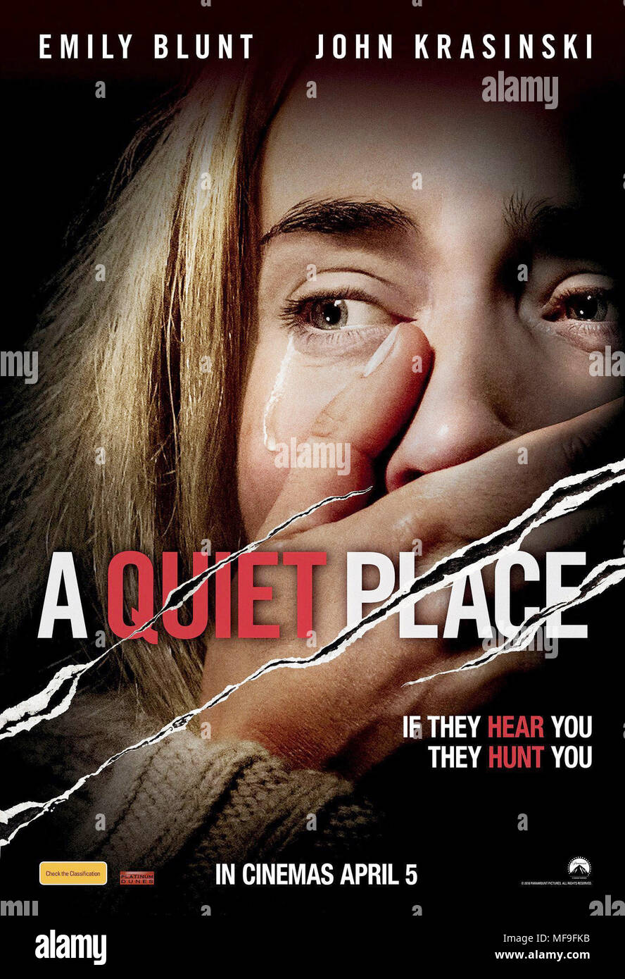 A QUIET PLACE, Australian poster, Emily Blunt, 2018. ©Paramount/courtesy Everett Collection