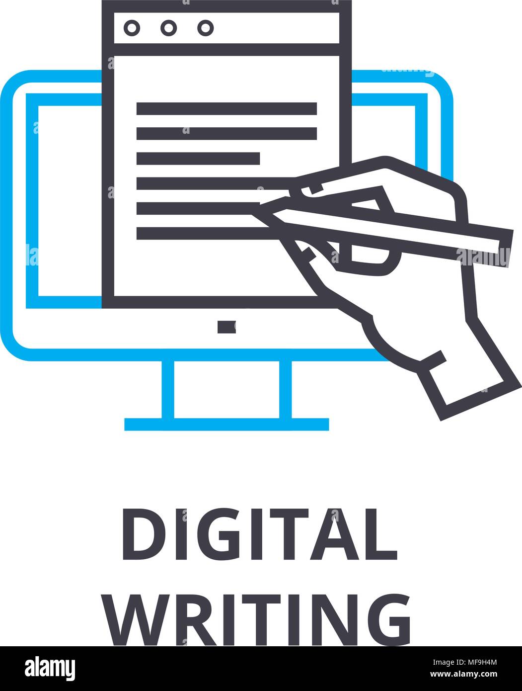 digital writing thin line icon, sign, symbol, illustation, linear