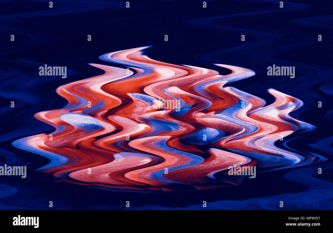 Beuaty colorful wavy multicolour abstraction on blue background Stock Photo