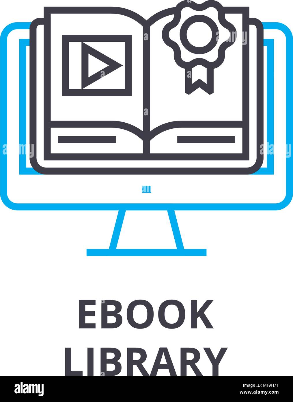 ebook library thin line icon, sign, symbol, illustation, linear concept ...