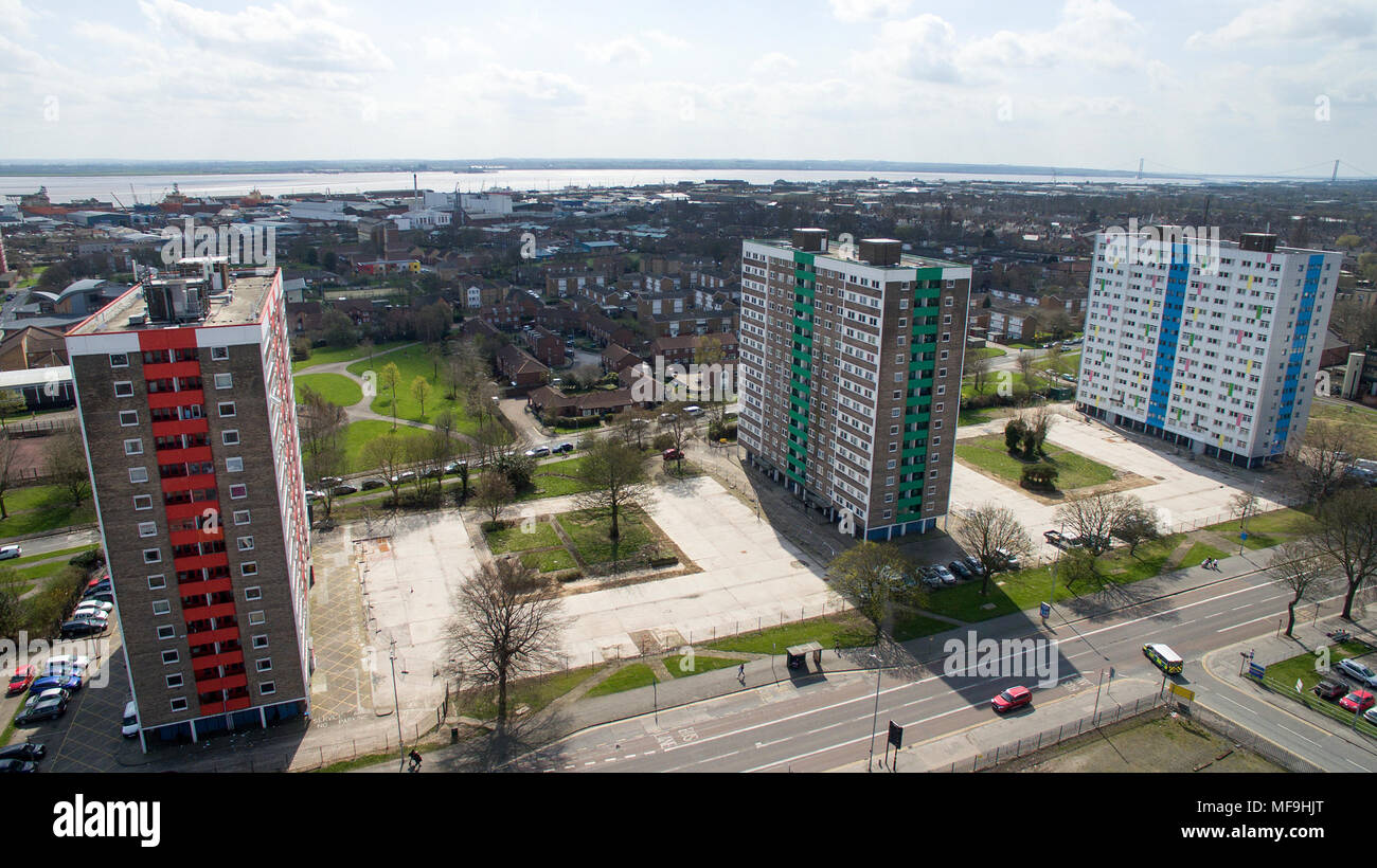 great thornton street flats, residential social housing, High rise tower blocks Stock Photo