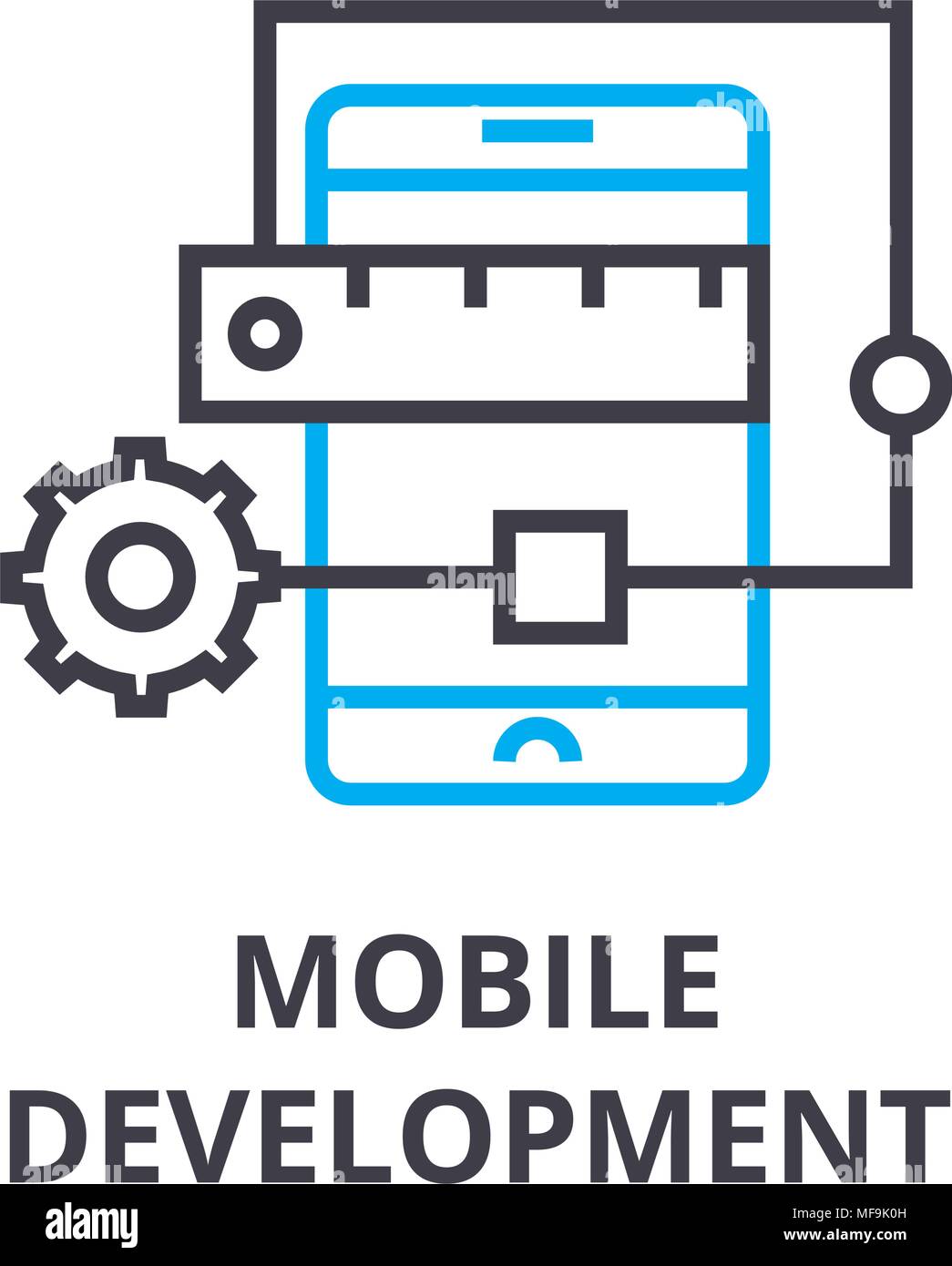 mobile development thin line icon, sign, symbol, illustation, linear ...