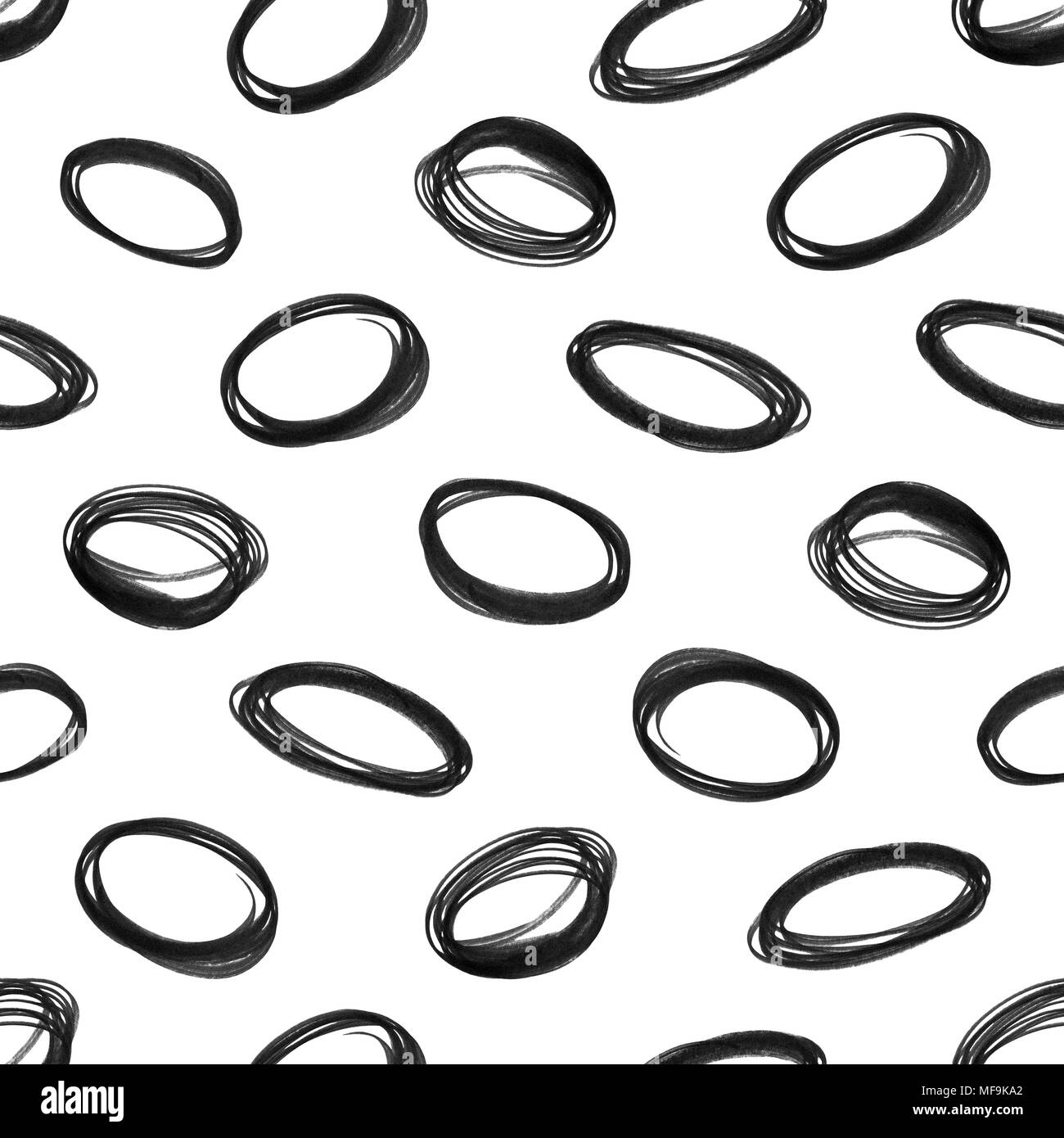 Seamless decorative pattern with hand drawn oval shapes. Stock Photo