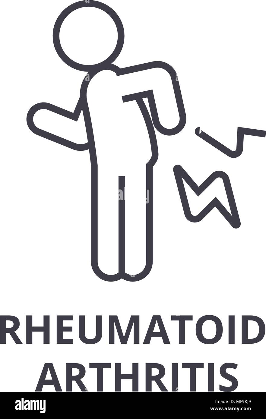rheumatoid arthritis thin line icon, sign, symbol, illustation, linear