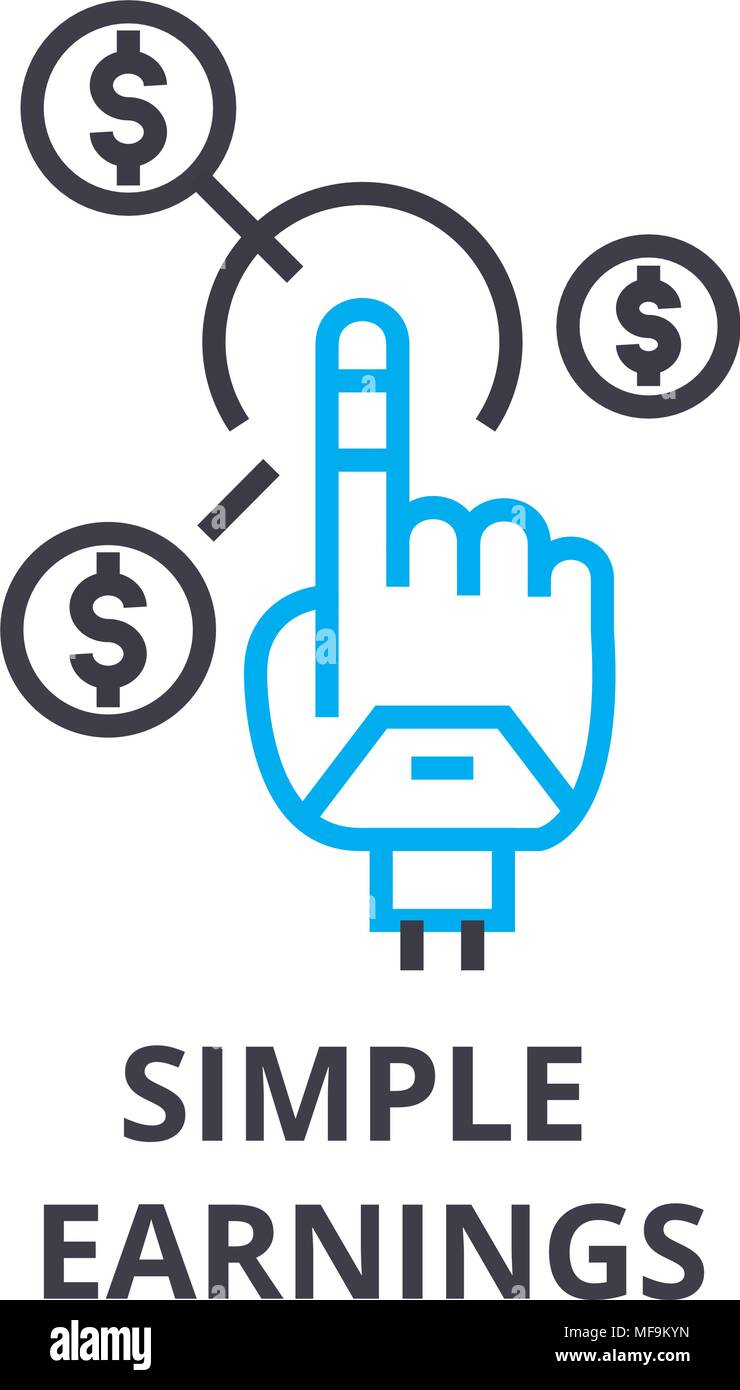 simple earnings thin line icon, sign, symbol, illustation, linear ...