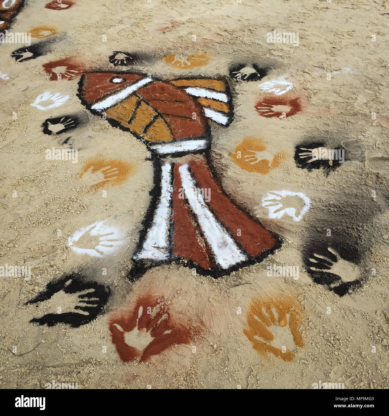 Indigenous sand art, Fraser Island , Australia. Stock Photo