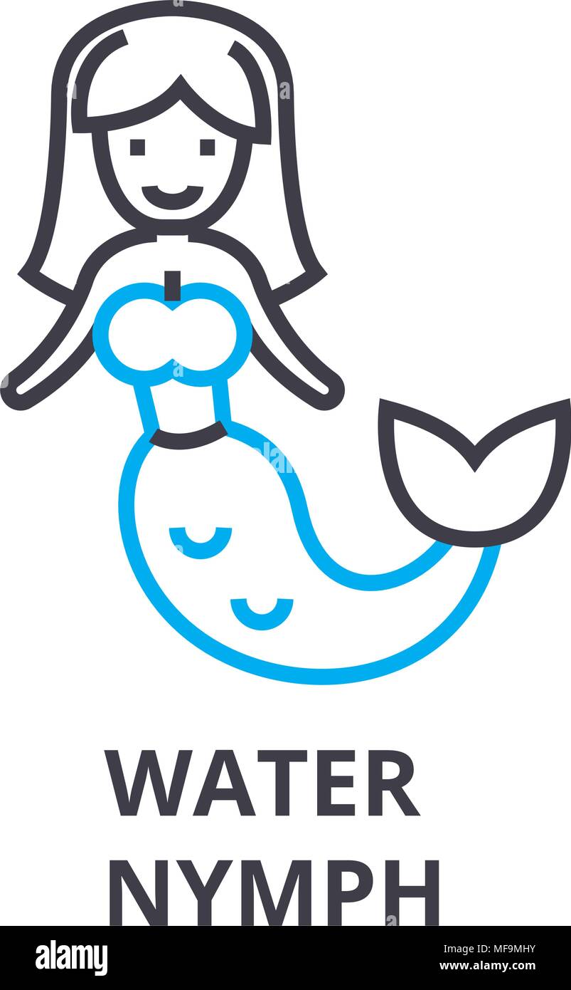 water nymph thin line icon, sign, symbol, illustation, linear concept