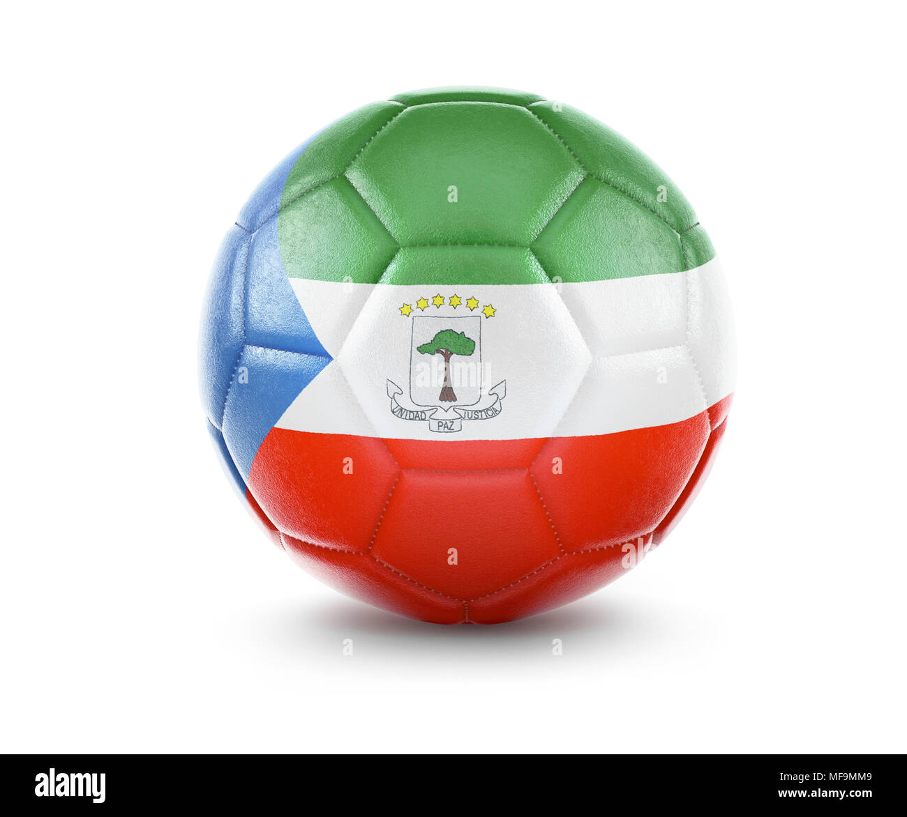 High qualitiy rendering of a soccer ball with the flag of Equatorial Guinea.(series) Stock Photo
