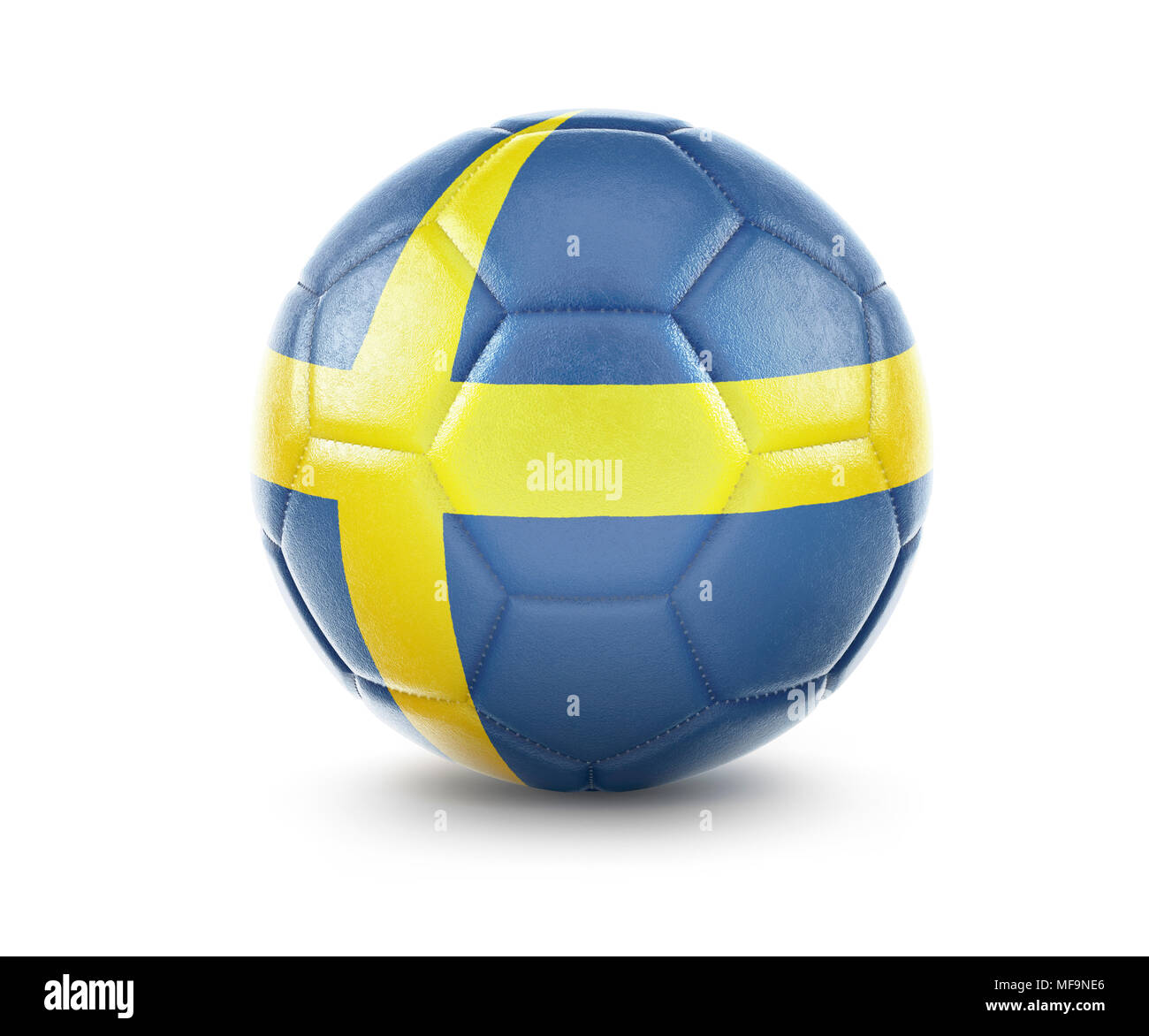 High qualitiy rendering of a soccer ball with the flag of Sweden.(series) Stock Photo