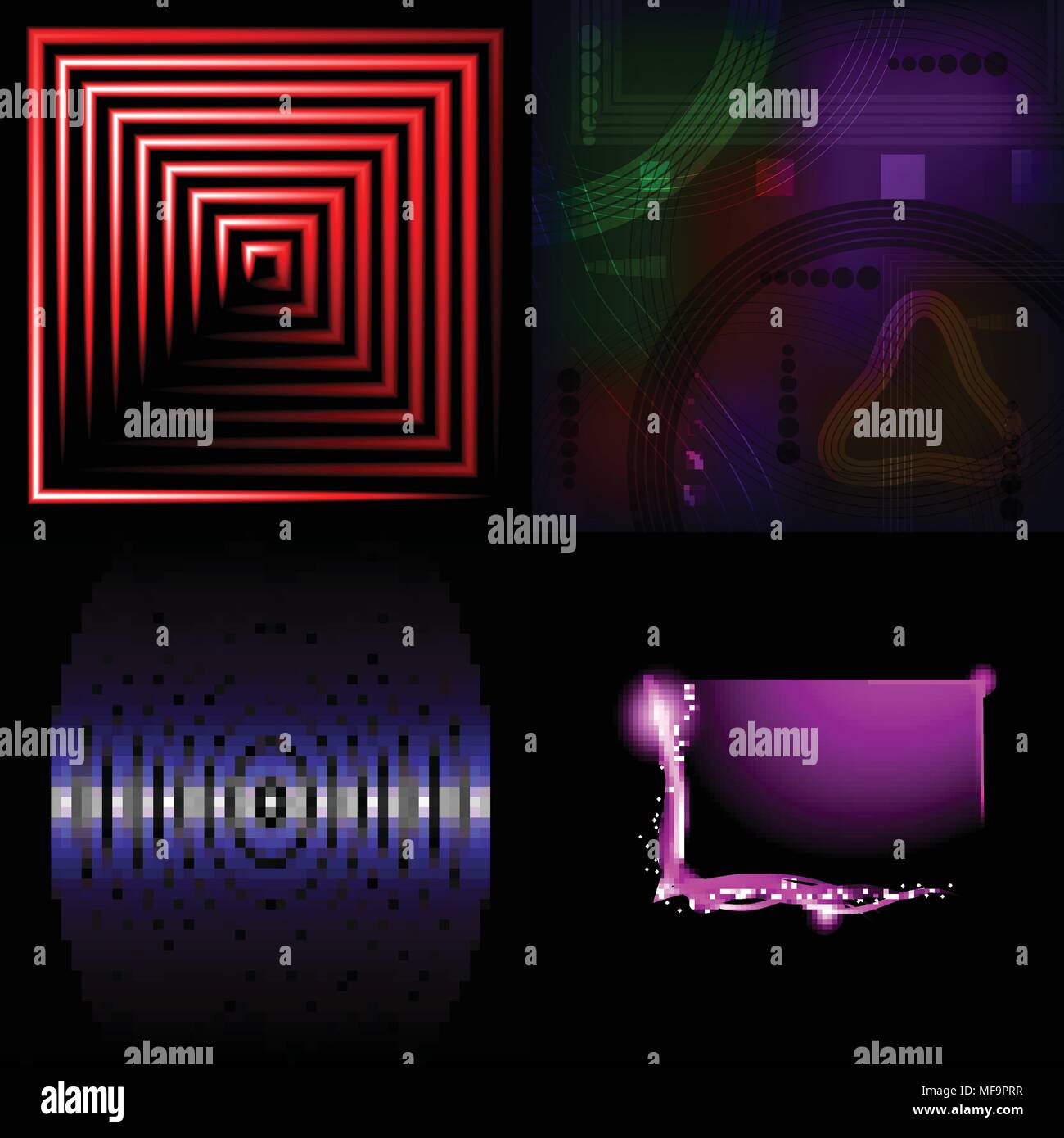 Set of Beautifully glowing neon abstract background with space for text ...