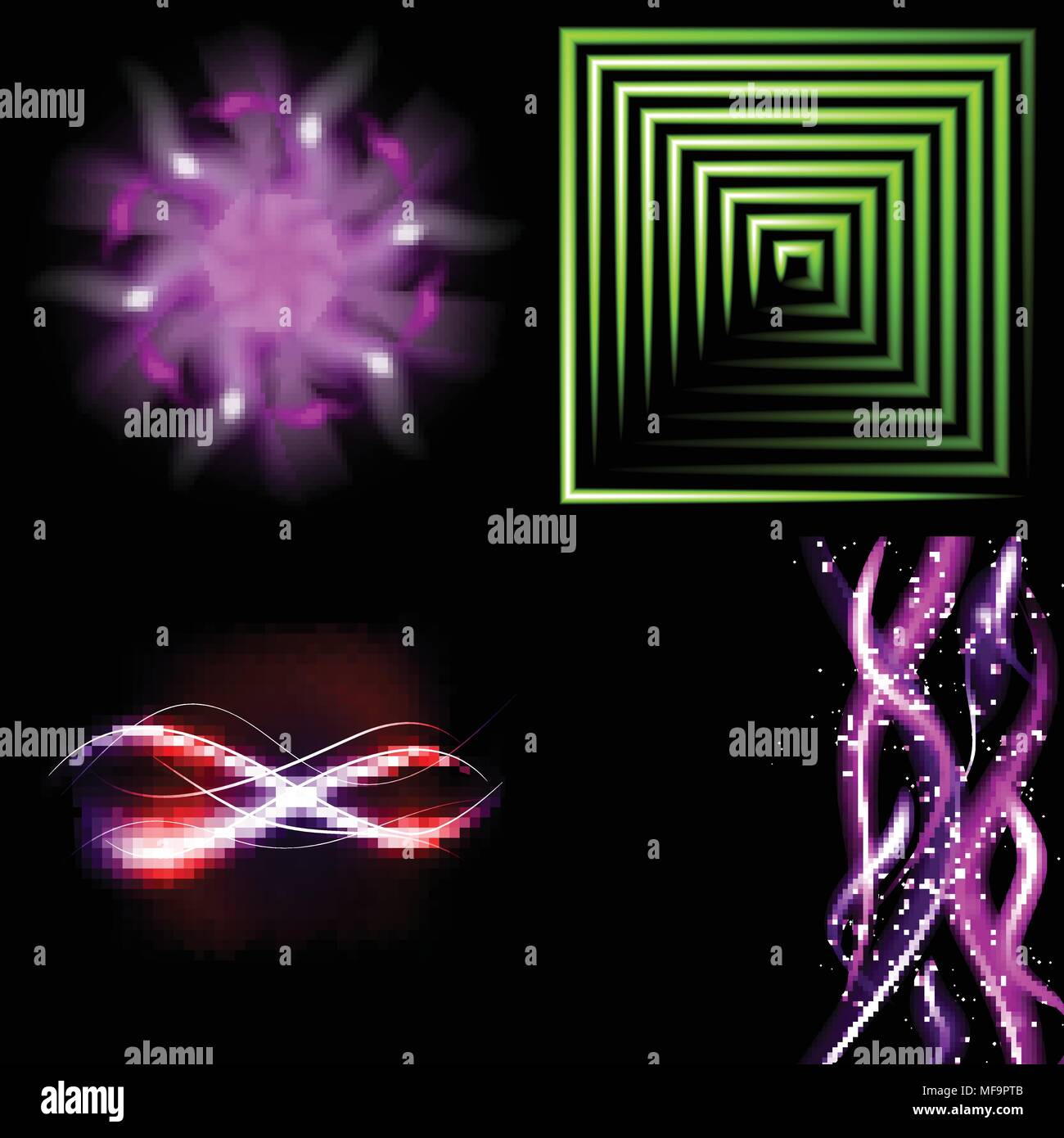 Set of Beautifully glowing neon abstract background with space for text ...