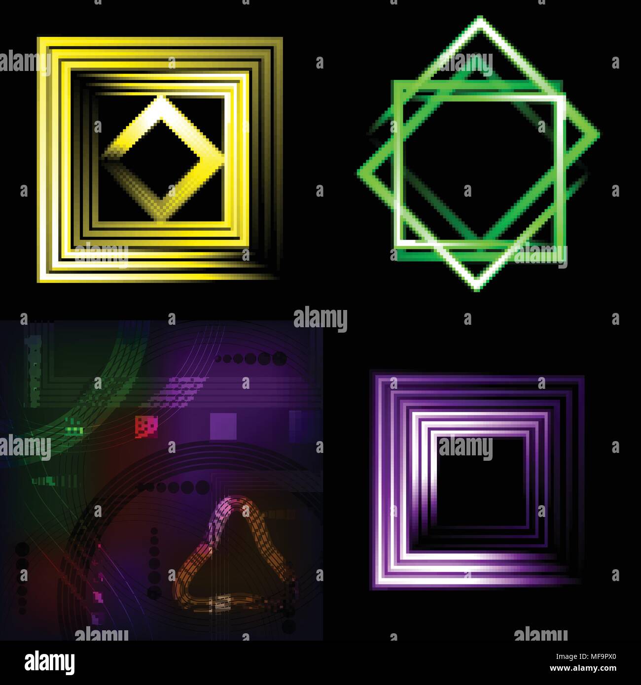 Set of Beautifully glowing neon abstract background with space for text ...