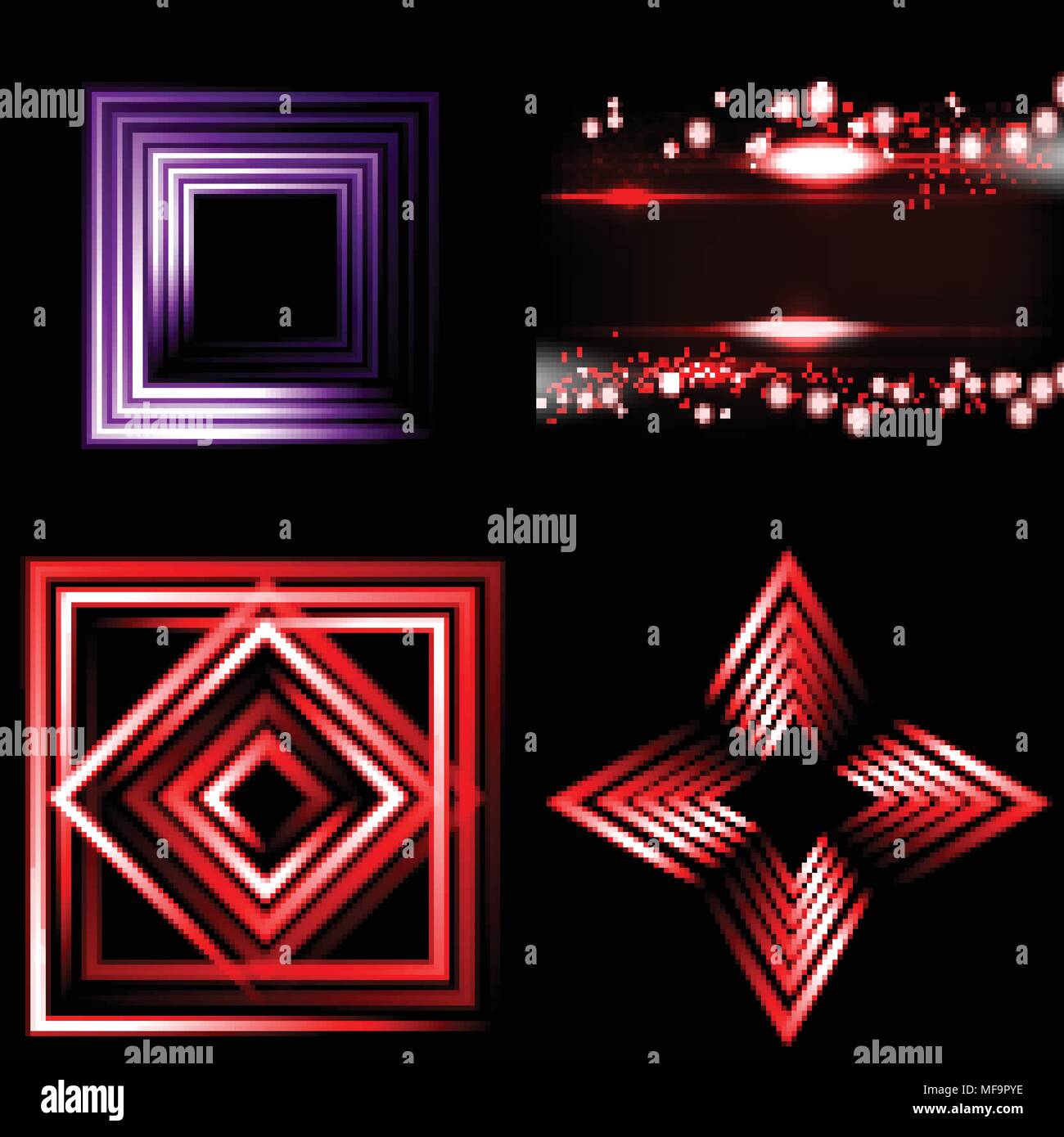 Set of Beautifully glowing neon abstract background with space for text ...