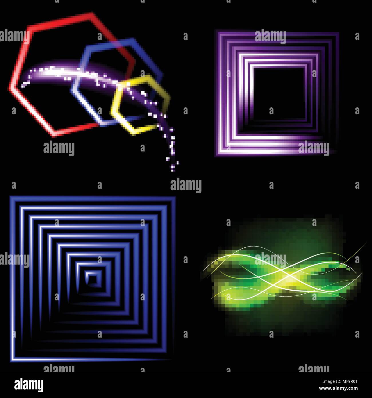 Set of Beautifully glowing neon abstract background with space for text ...