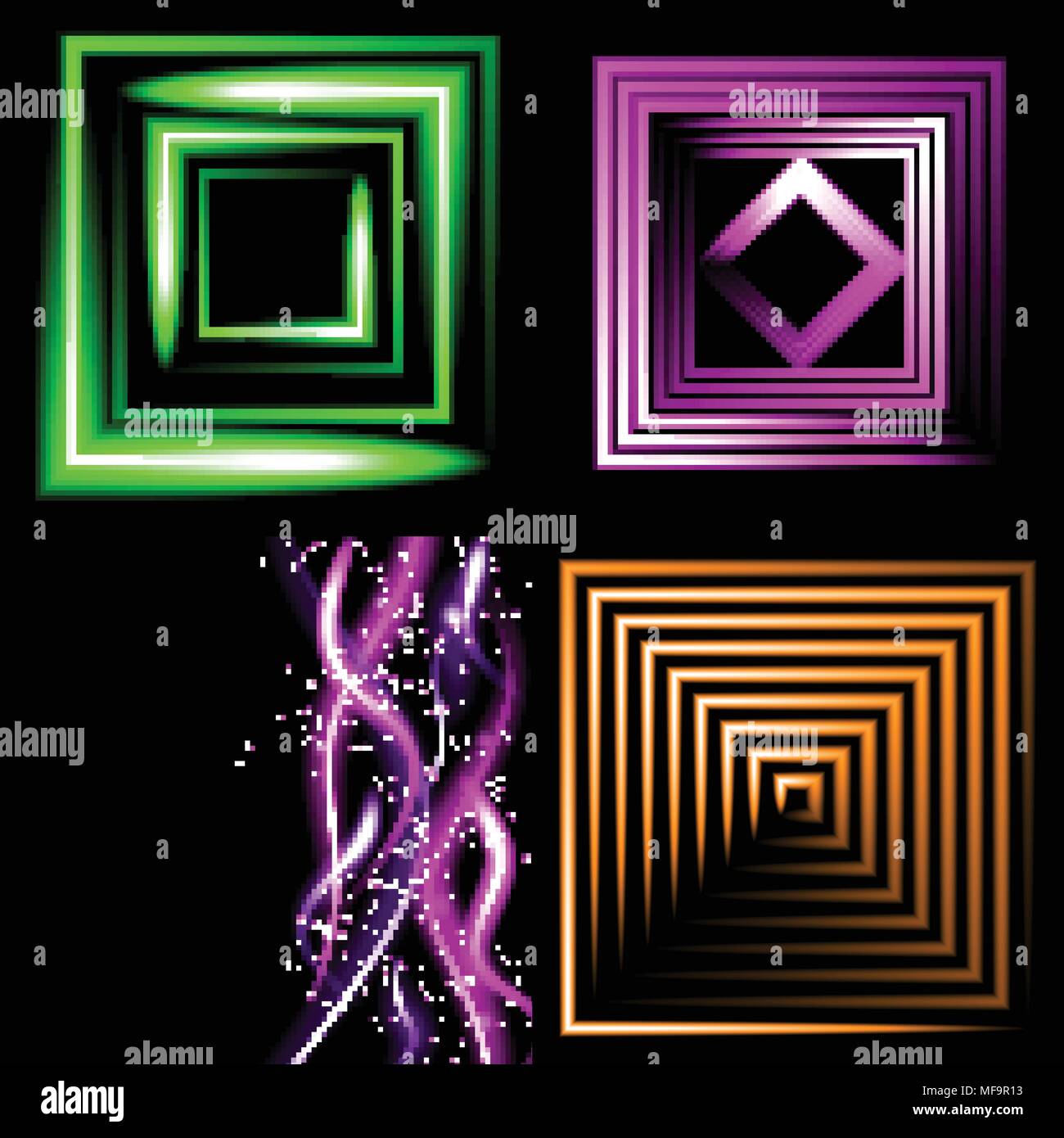Set of Beautifully glowing neon abstract background with space for text ...