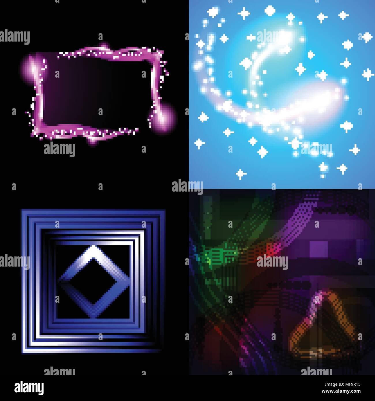 Set of Beautifully glowing neon abstract background with space for text ...