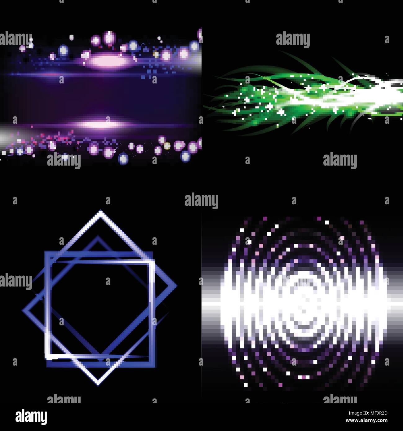 Set of Beautifully glowing neon abstract background with space for text ...