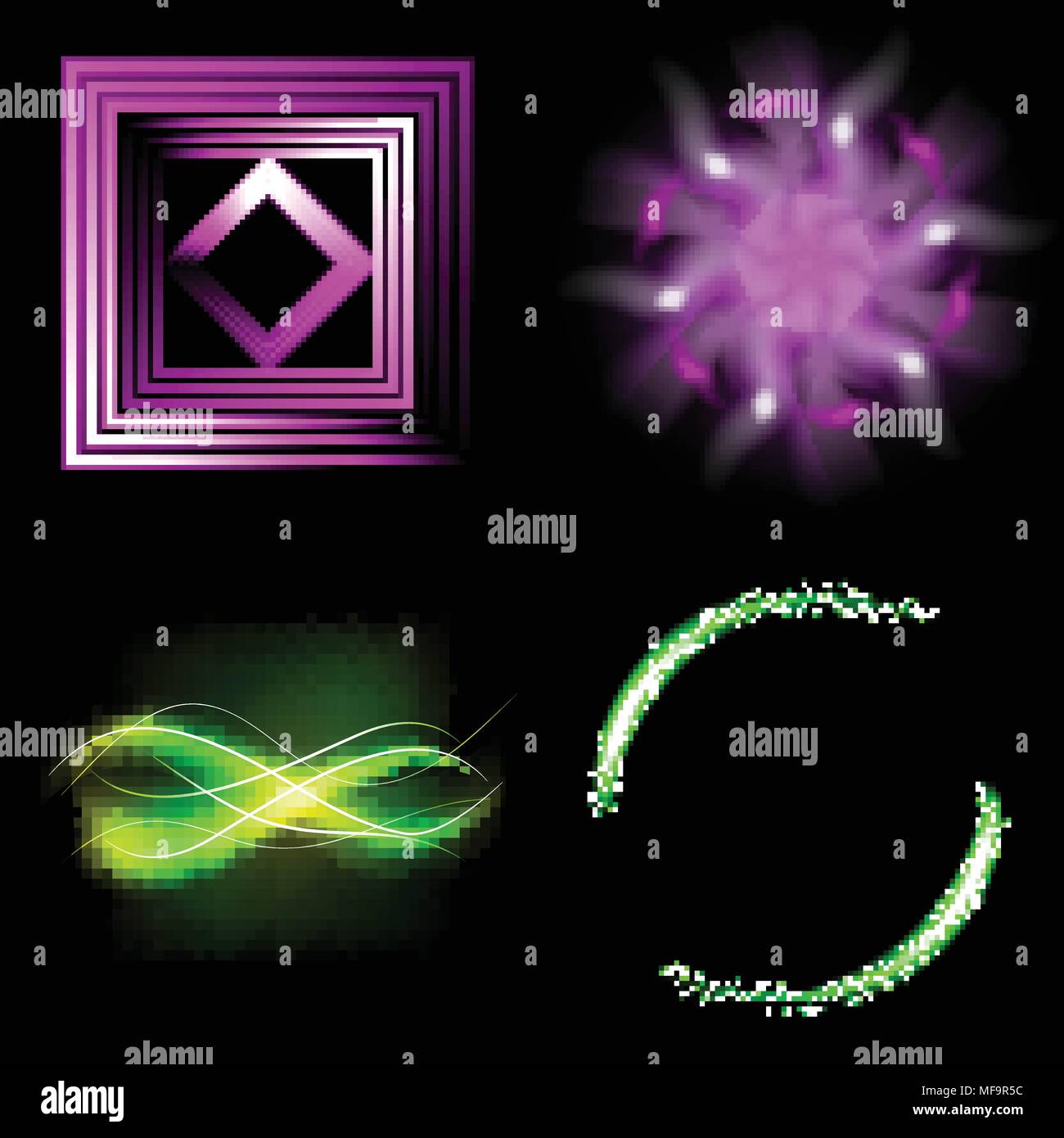 Set of Beautifully glowing neon abstract background with space for text ...