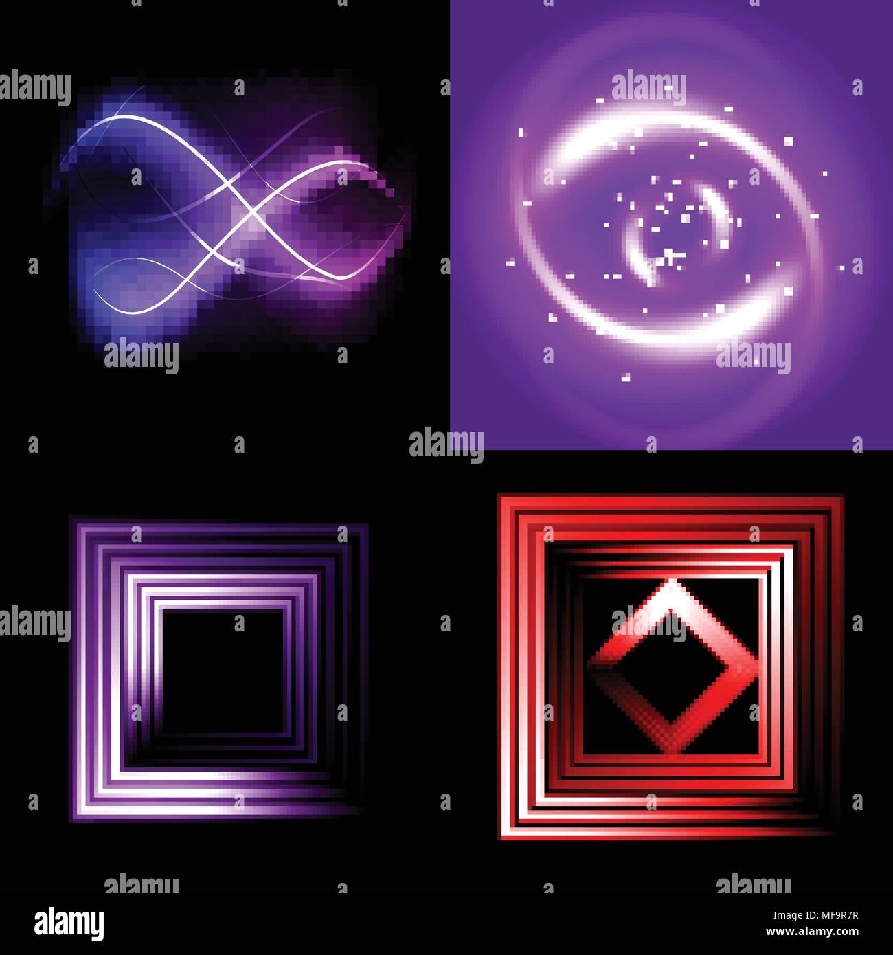 Set of colorful abstract background with blurred magic neon light ...