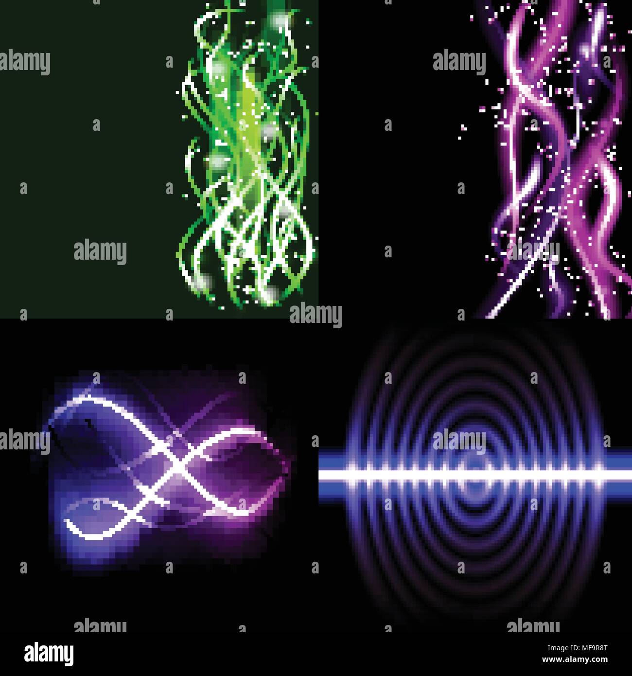 Set of colorful abstract background with blurred magic neon light ...