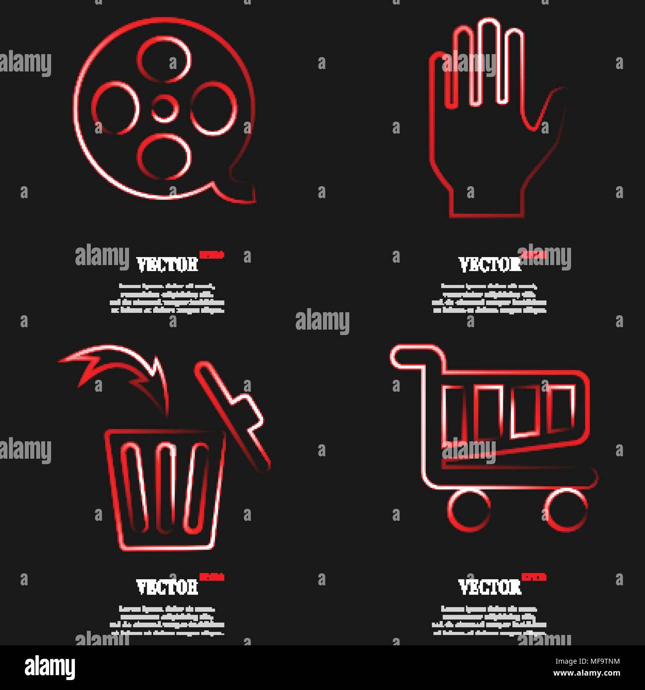 Set of fashionable red icons, trending symbols. Flat design for your ...