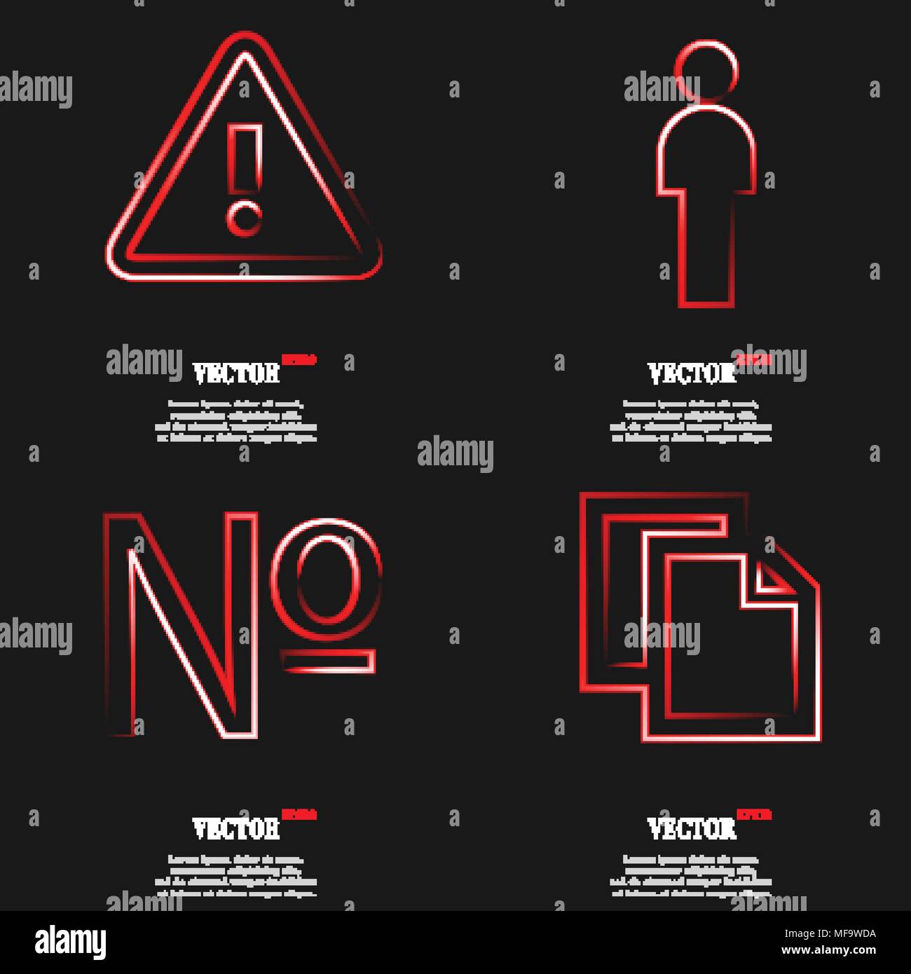 Set of Red web icon flat design. Simple sticker internet sign gray ...